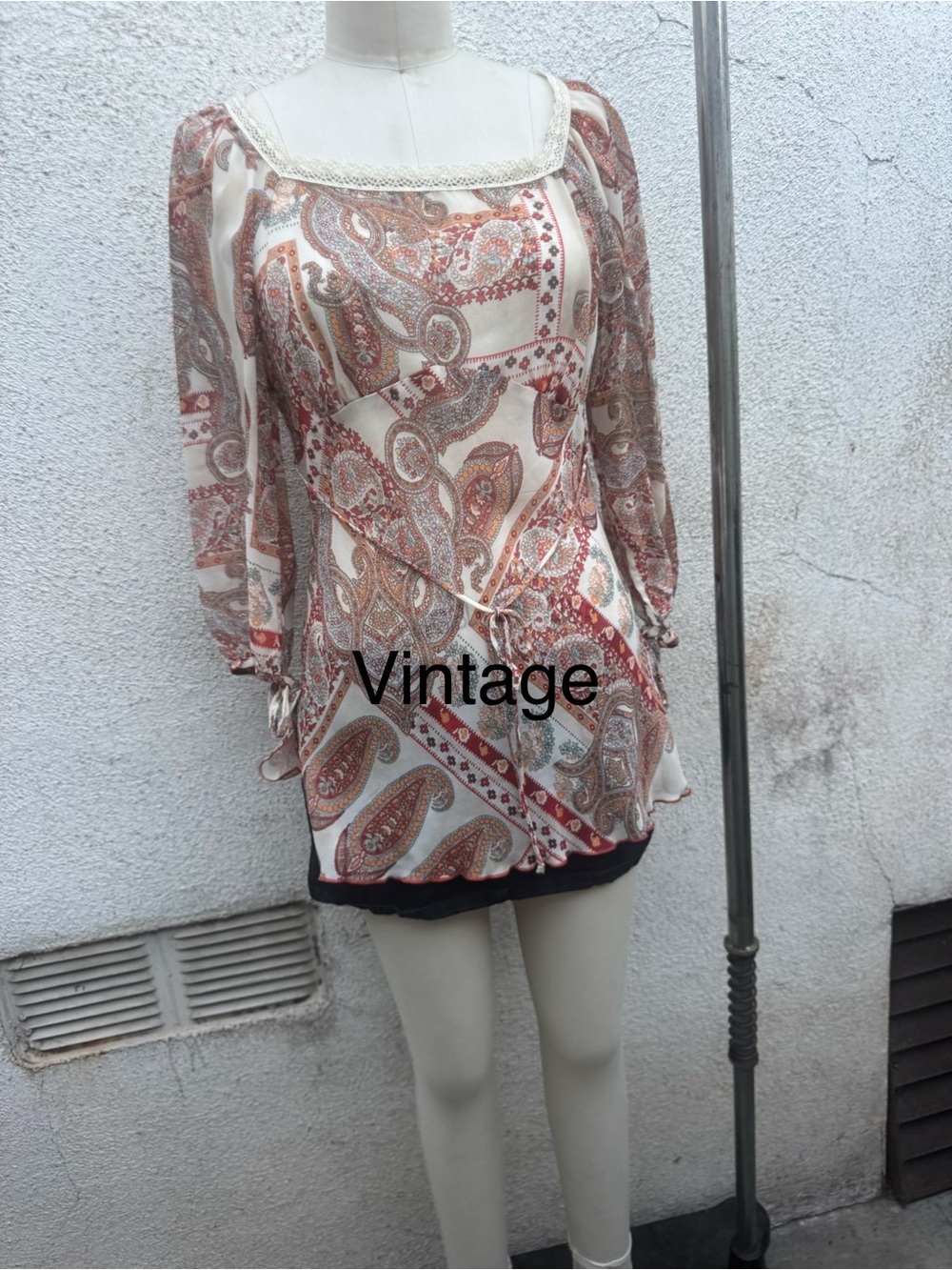 Clio Paisley Boho Tunic in Cream & Rust